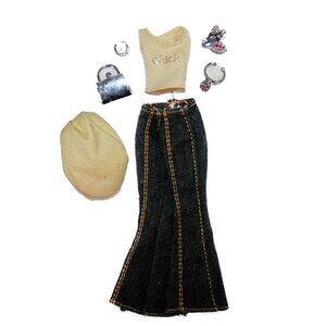 2003 Bratz Spring Fling Jade Dark Flare Jeans 'Chick' Tank Jewelry Silver Purse